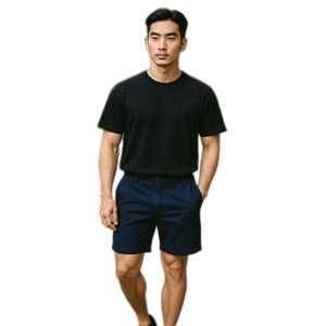 AG Adriano Goldschmied Navy Blue Sueded Chino Shorts The‎ Wanderer Mens Size 36R